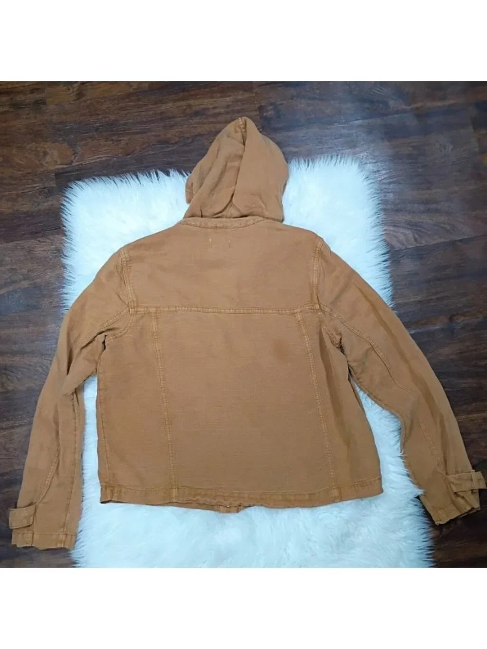 Nicole Miller Hooded Terra Cotta Cropped Linen Lagenlook Jacket Womens Large